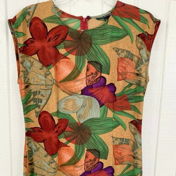 Halston Women Vintage Sleeveless Floral Maxi Dress Vacation Summer Beach Size 8 - Picture 2 of 8